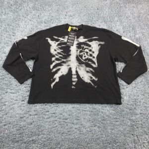 Supermade Sweatshirt Mens XL Black Skeleton Thermal Graphic NWT